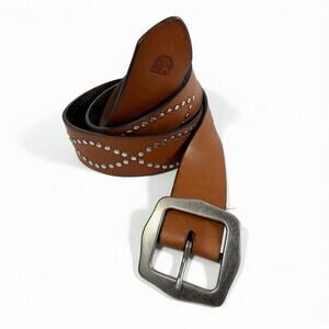 Carhartt Western Leather Studded Belt Brown Silver Tone Womens 44 x 2